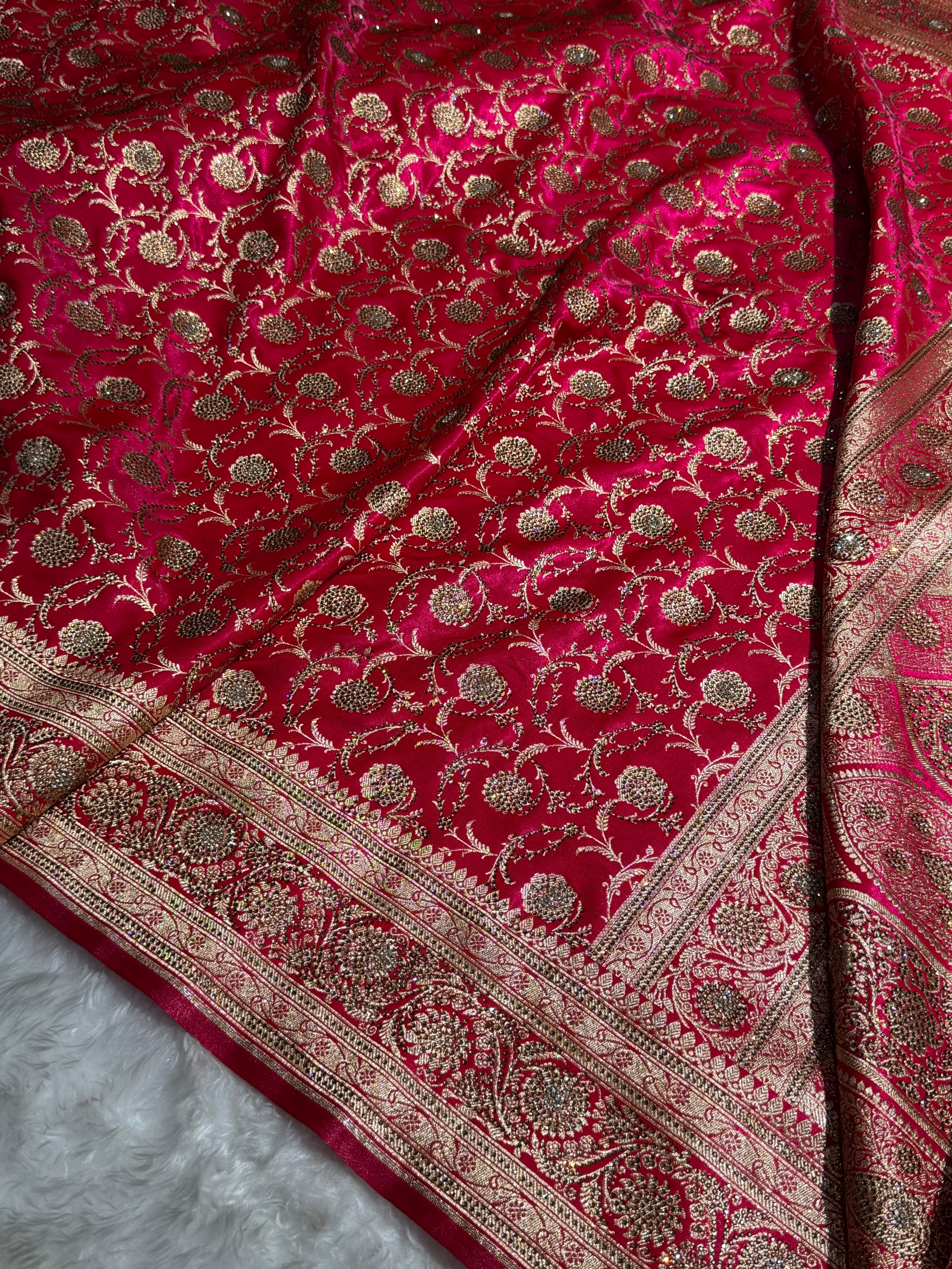 Banarasi Bridal Rani Pink Jaal with Swarovski Stone BSS13 (E)