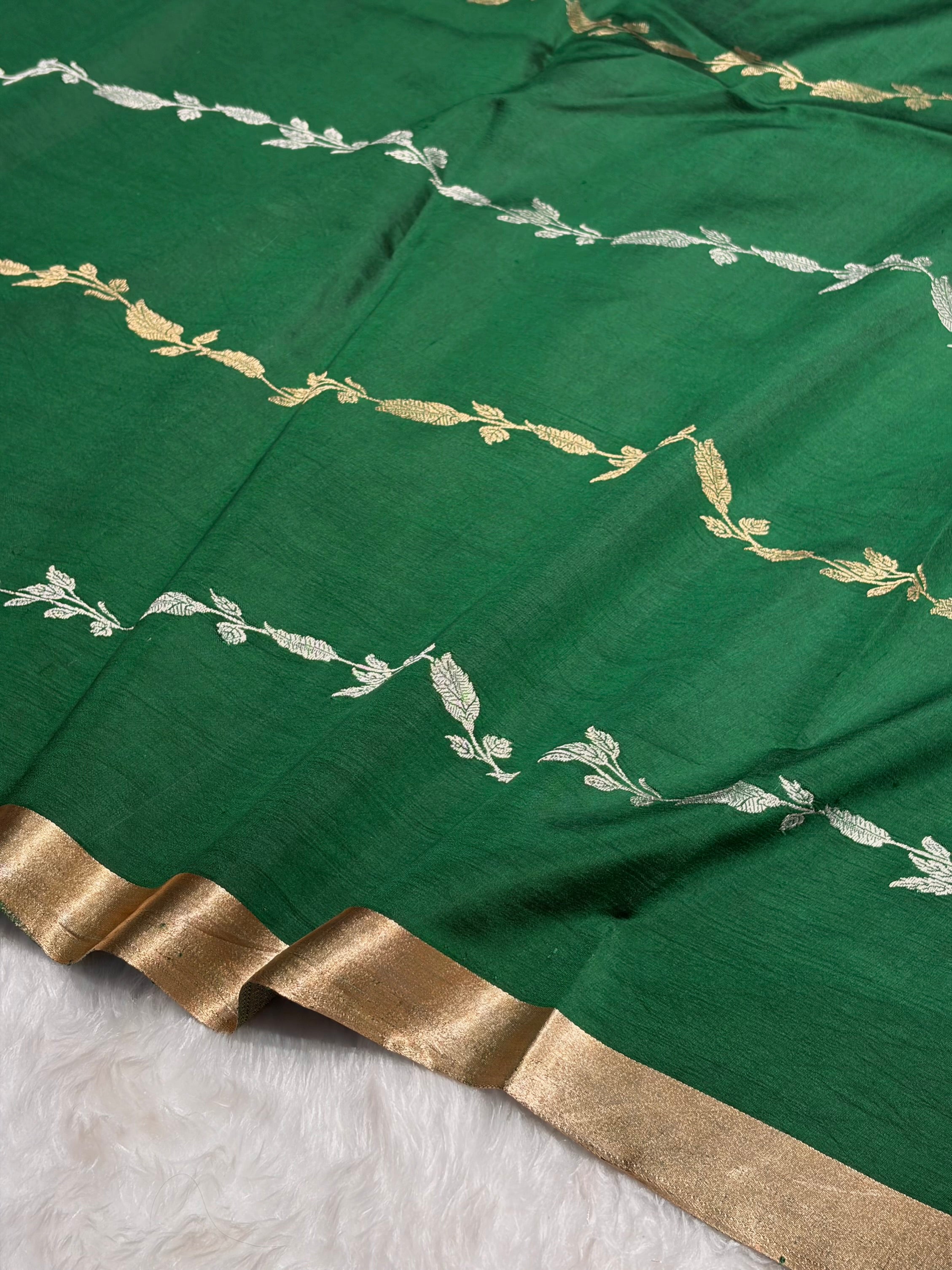 Bottle Green Shades Handwoven Pure Raw Mango Silk RM-39