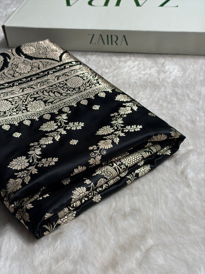Black Booti Banarasi Katan Silk Saree SK24