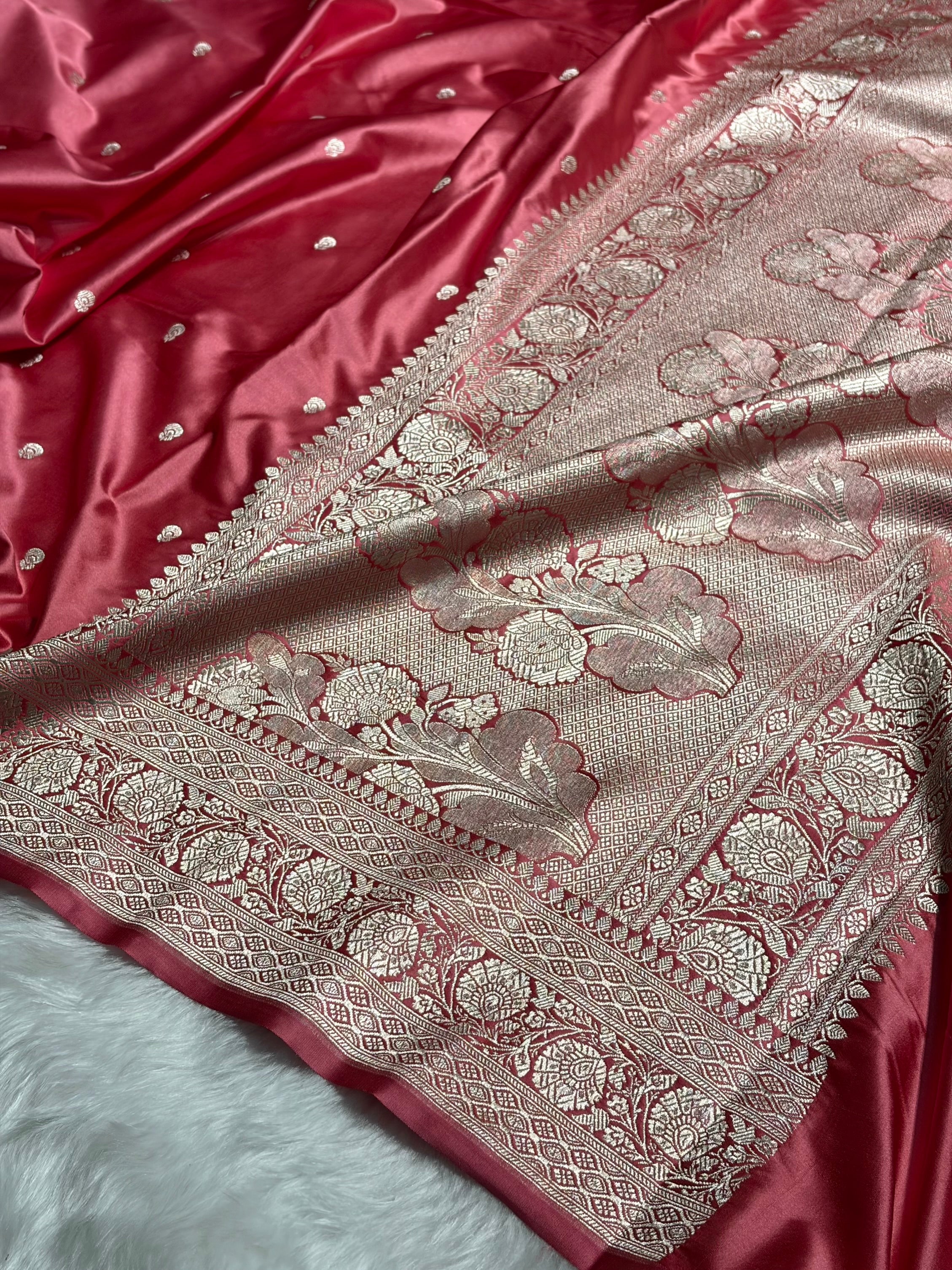 Peach Shades Booti Mashru Satin Booti  MS05