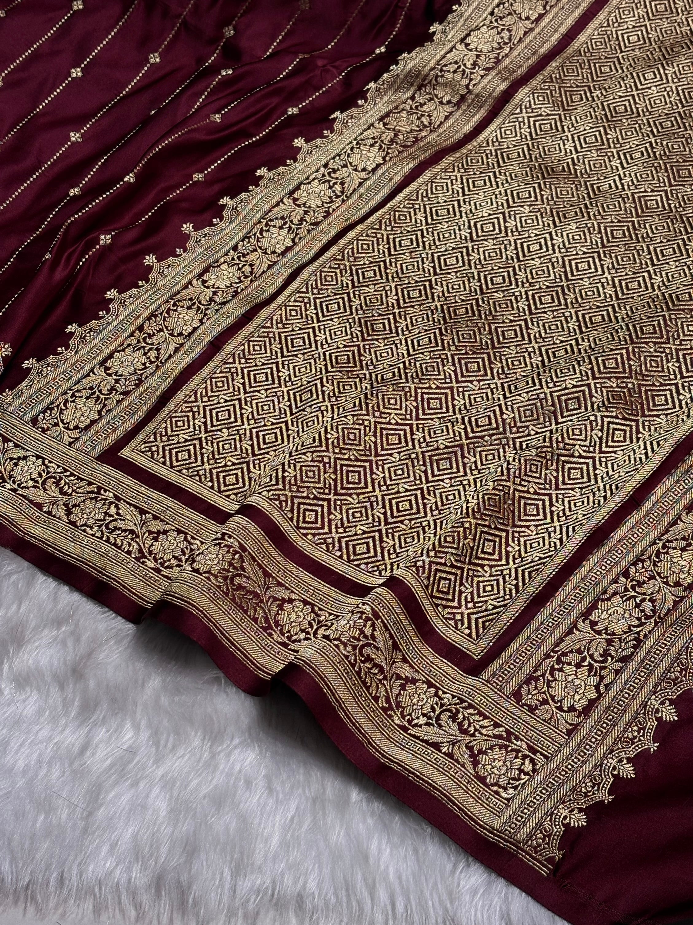 Garnet Shades Satin Katan Silk Saree SK63