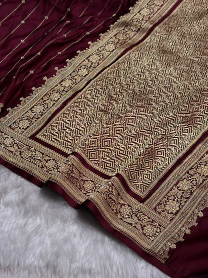 Garnet Shades Satin Katan Silk Saree SK63
