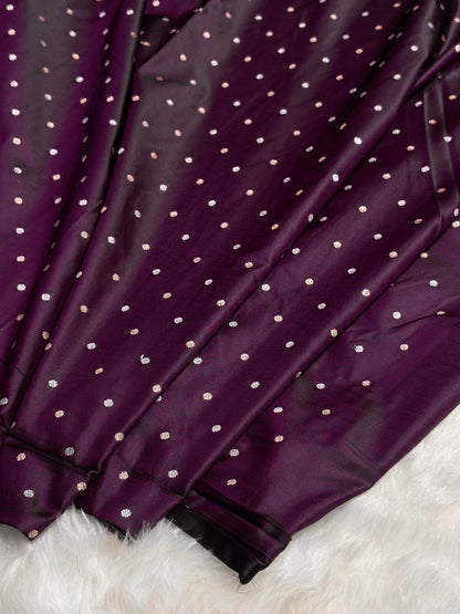 Wine Floral Boota With Floral Border Mashru Silk Saree MSM 78