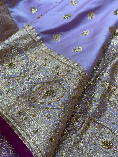 Lilac Satin Booti with Ari Stone work BSK10