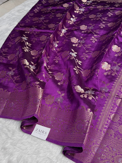 Wine Shade Minakari Pure Caramel Silk Saree CS-04