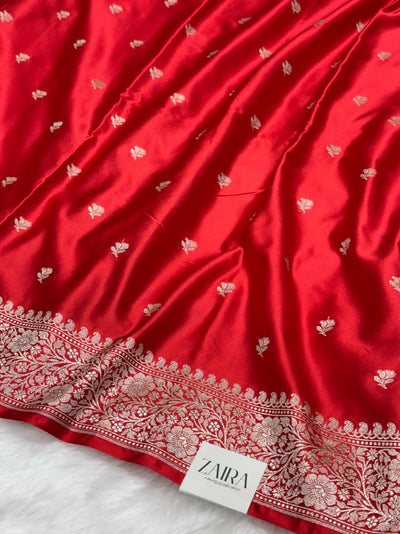 Royal Red Shades floral Booti Mashru Silk Saree MCS40