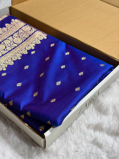 Royal Purple Booti Pattern Satin Katan Silk Saree SK51