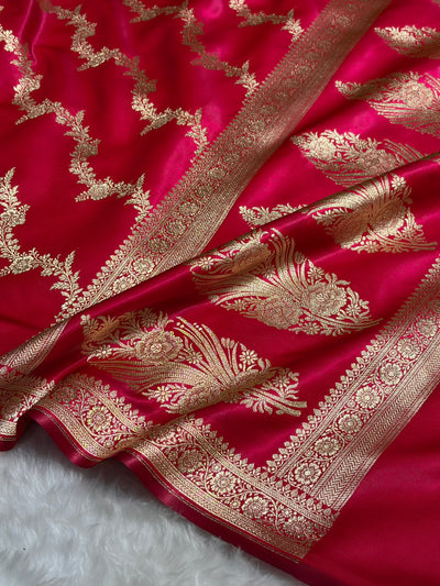 Banarasi Cross Rani Shades Banarasi Satin Silk Saree SS35
