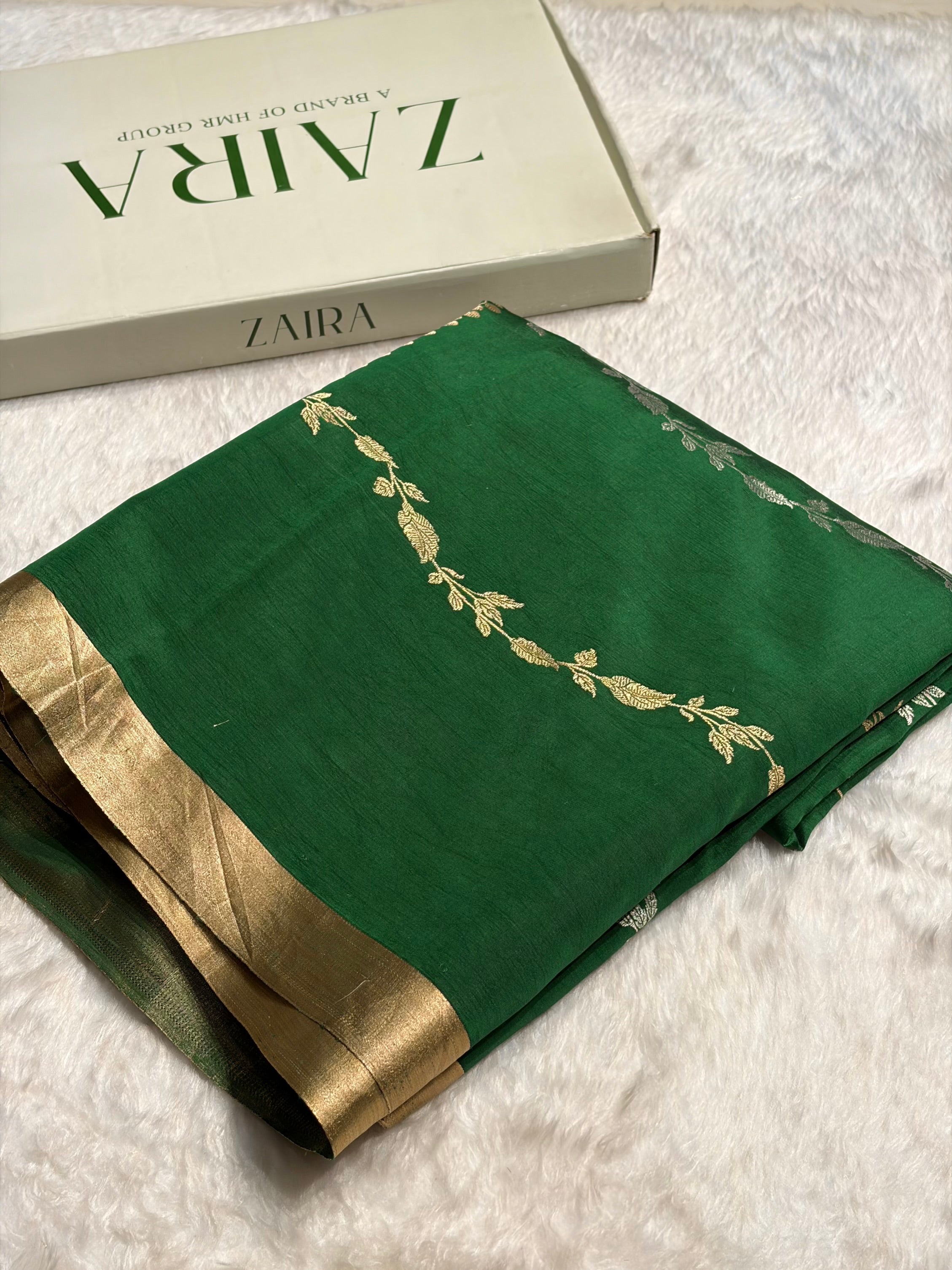 Bottle Green Shades Handwoven Pure Raw Mango Silk RM-39