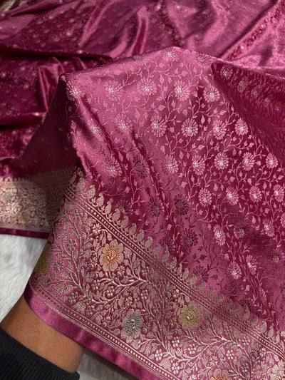 Mauve Shades Minakari Booti Tanchoi Mashru Silk Saree MCS49