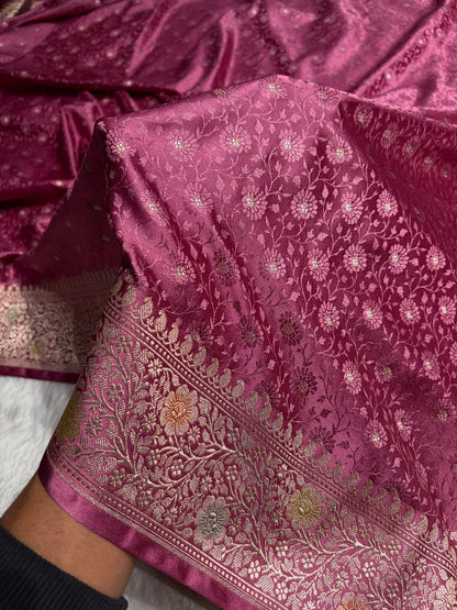 Mauve Shades  Minakari Booti Tanchoi Mashru Silk Saree MS49