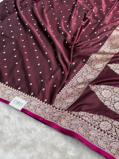 Chocolate Mashru Silk Saree for Festive Seasons