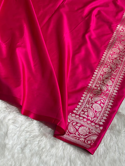 Contrast Dark Bottle Green / Rani Shades Banarasi Booti Pattern Mashru Silk Saree MSM-140