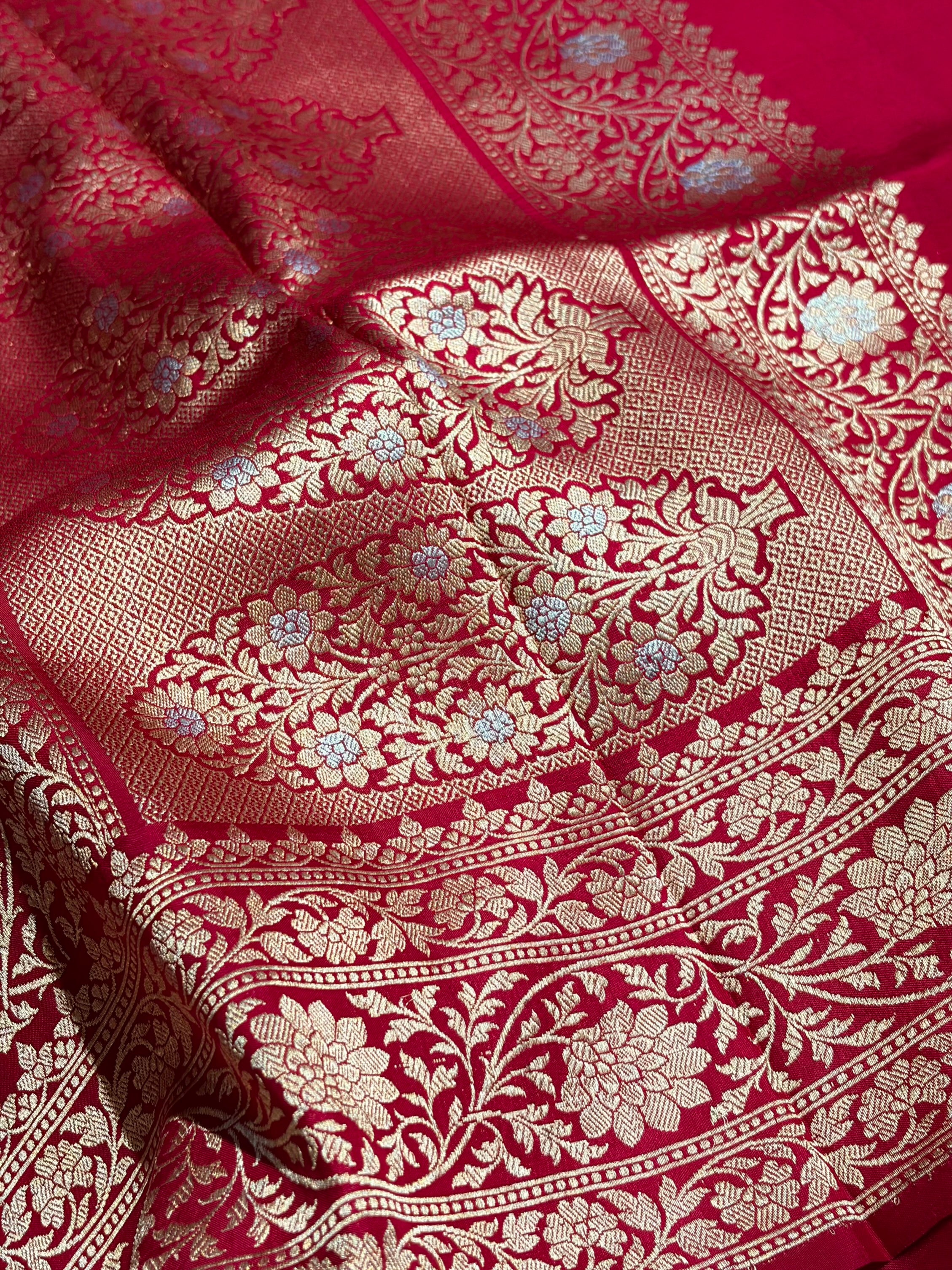 Ruby Pink Shades Boota Handwoven Pure Katan Raw Mango Silk RM-18