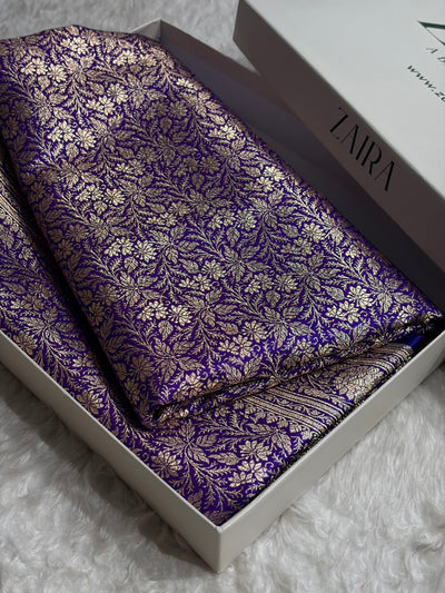 Purple Shades Brocket Satin Silk Saree Banarasi Saree Shades SS30