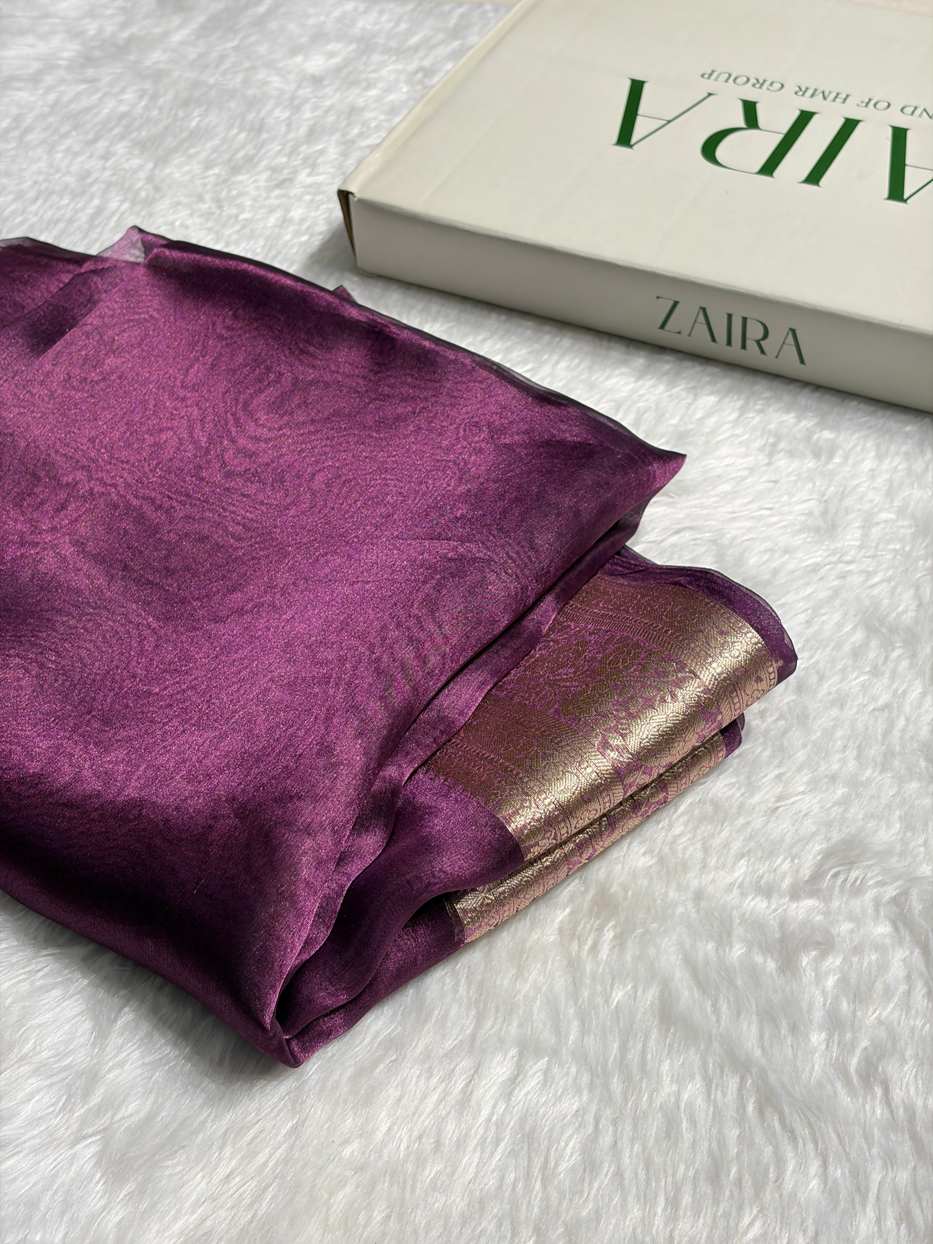 Wine Shades Pure Tissue Silk Saree with Brocade Blouse PT-08