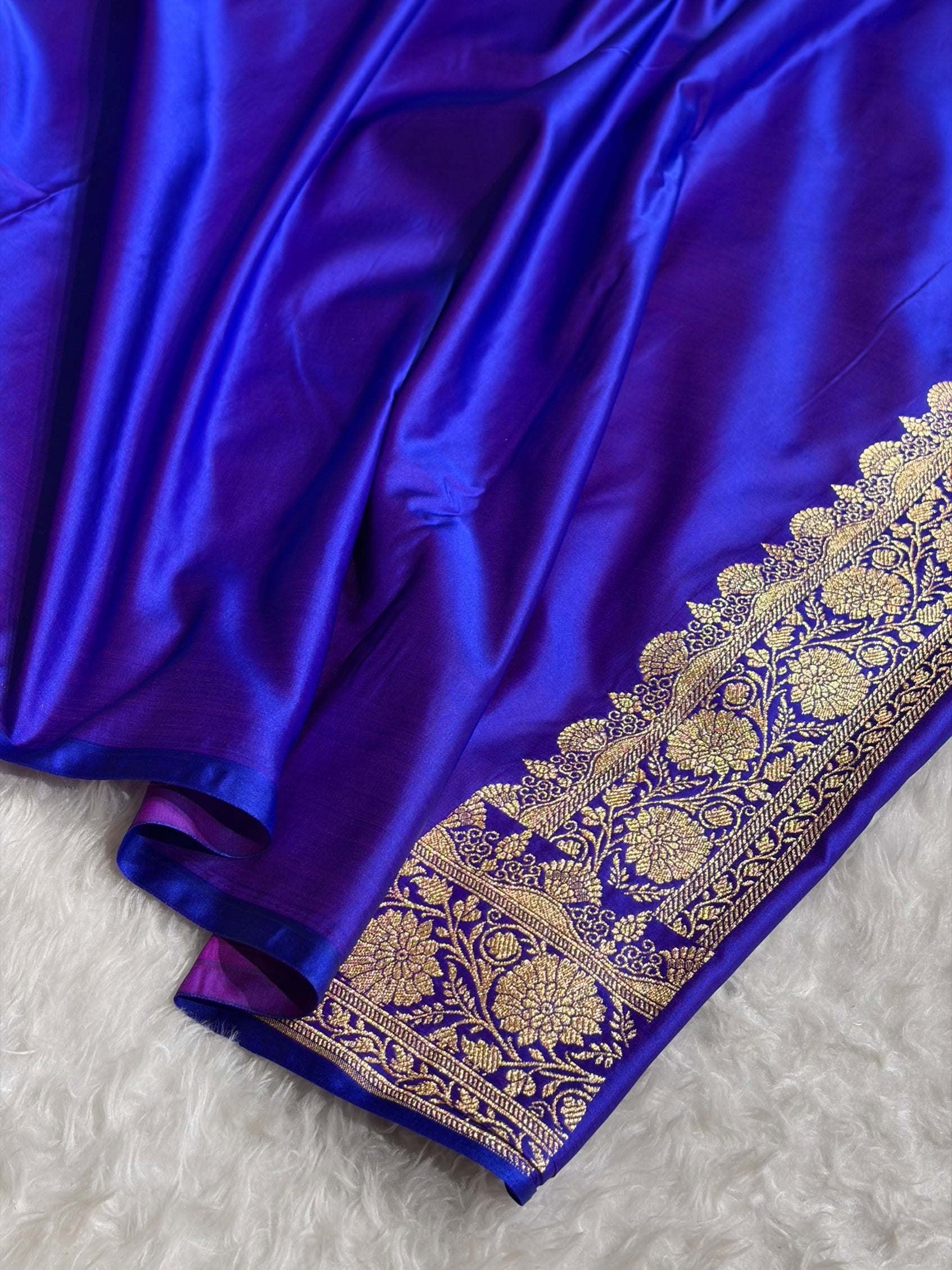 Royal Purple Shades Floral Booti Motif Satin Katan Silk saree SK61