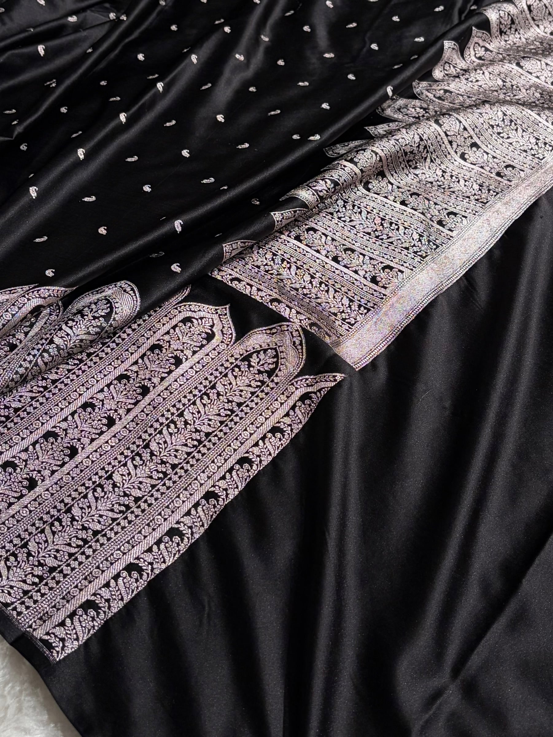 Skirt Border Bridal Black Mashru Silk Saree MS13