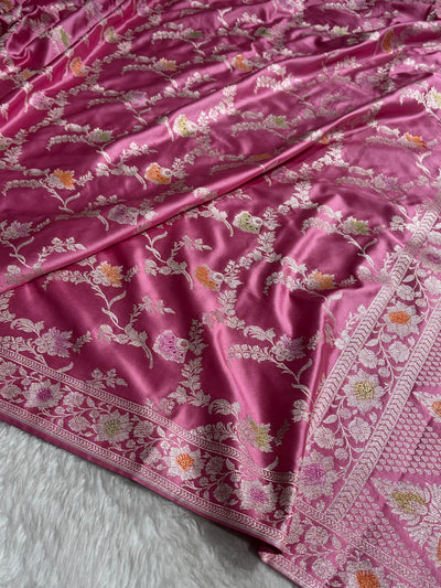 Pink Shades Minakari Jaal Mashru Silk Saree MCS48