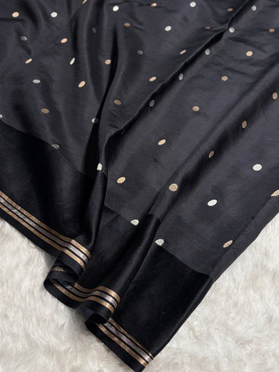 Black Shade Handwoven Kaduwa Pure Katan Paper Silk RM-01