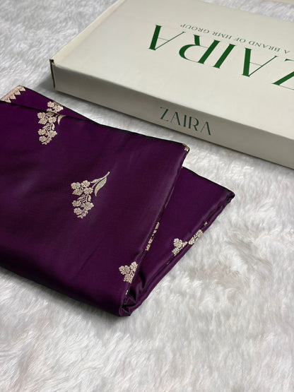 Cross Magenta Boota With Floral Border Mashru Silk Saree MSM-97