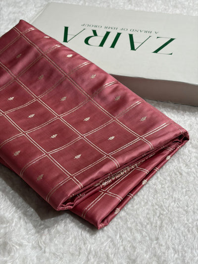 Peach Shades Banarasi With Floral Border Mashru Silk Saree MSM-124