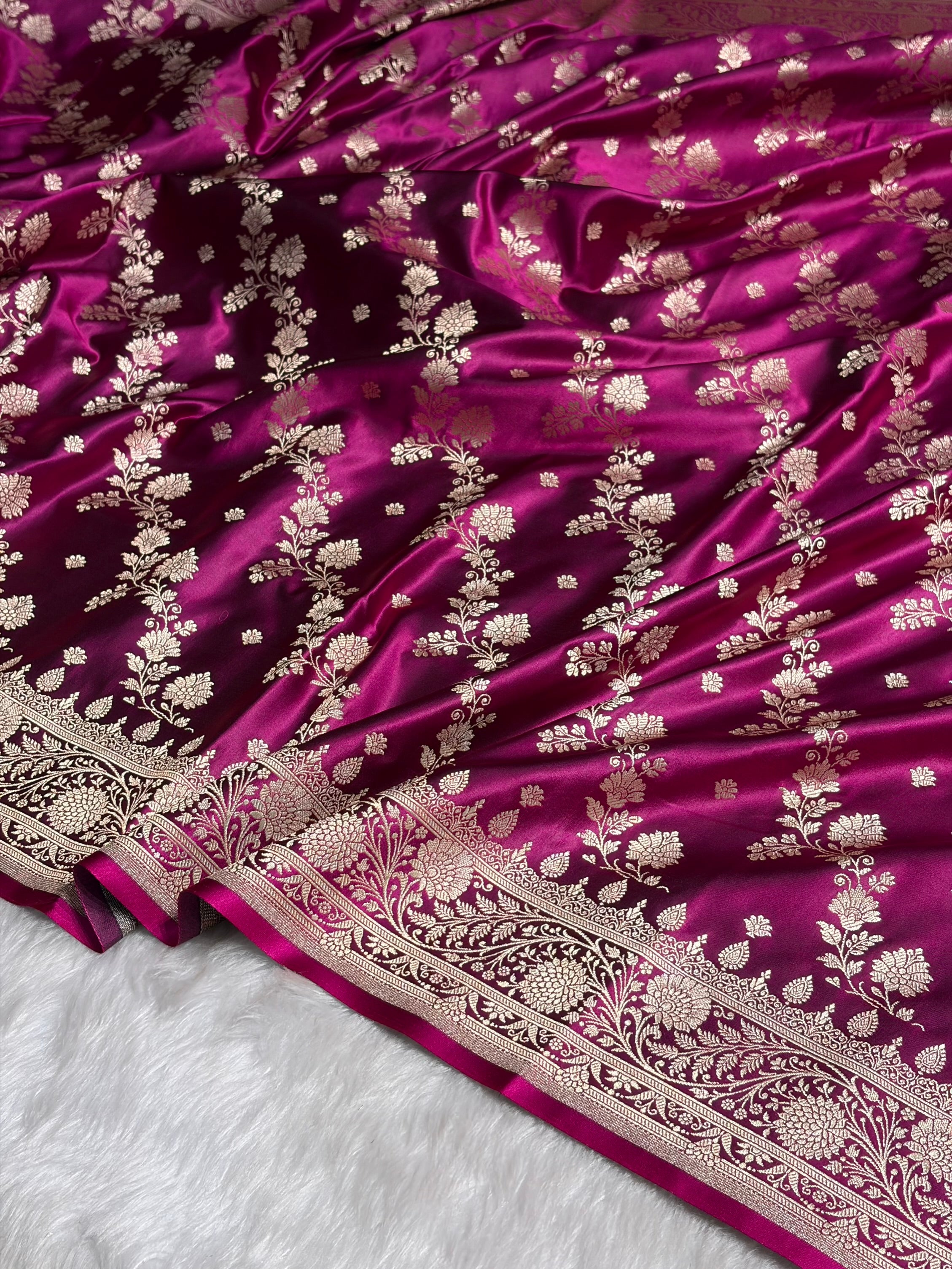 Wine Cross & Booti Banarasi Katan Silk Saree SK24