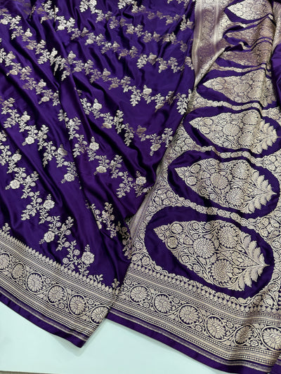 Banarasi Pattern Purple Shade Mashru Silk Saree