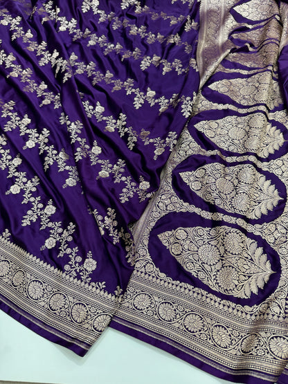 Banarasi Pattern Purple Shade Mashru Silk Saree