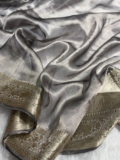Banarasi Gray Shades Pure Tissue Silk Saree PT-61