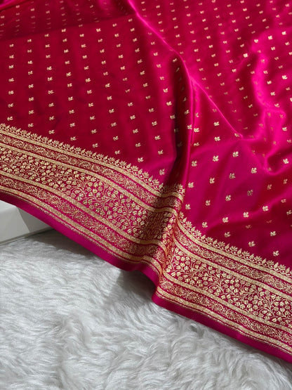 Banarasi Satin Katan Saree in Rani Shades SK88