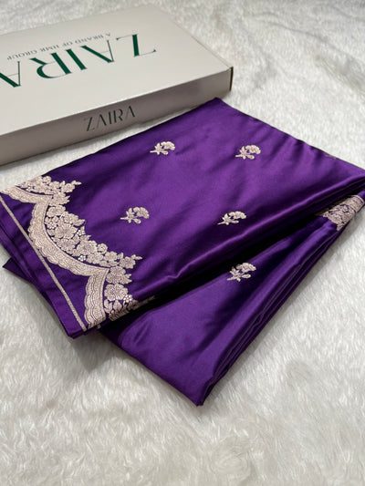 Scallop Purple Booti Mashru Silk Saree MCS27