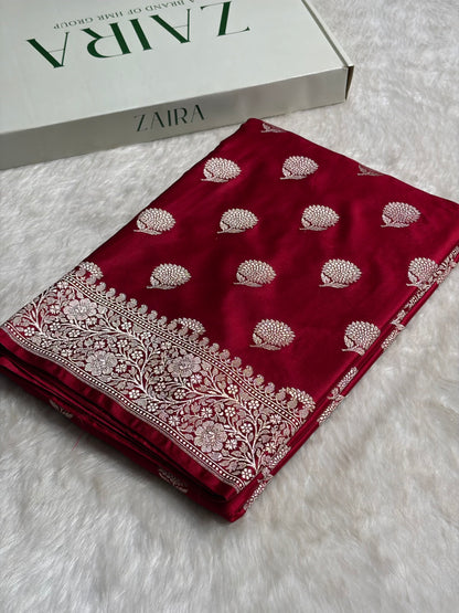 Maroon Tree Boota Motif Mashru Silk Saree MS19
