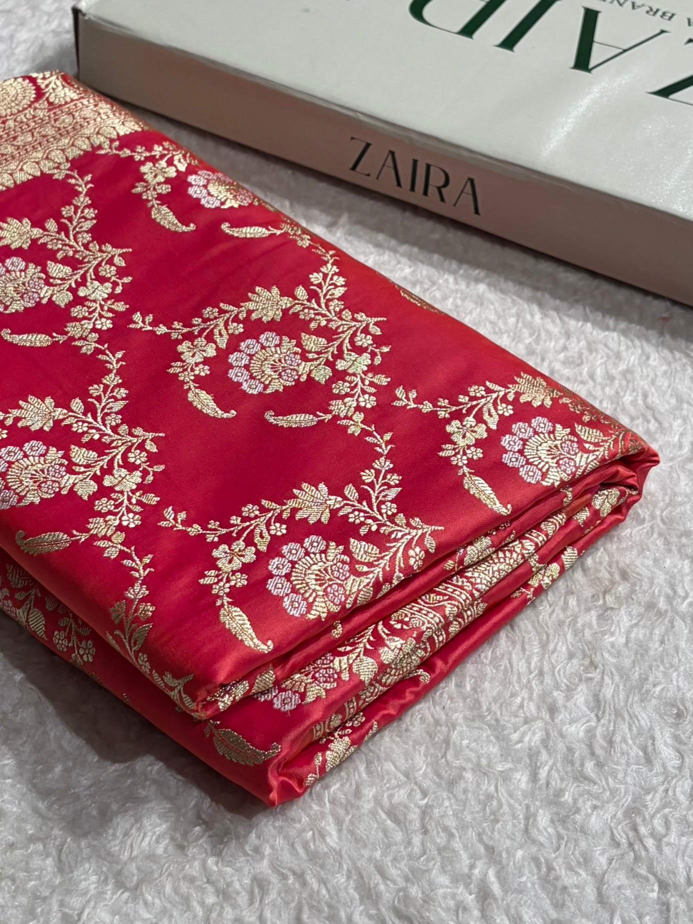 Banarasi Satin Katan Saree With Minakari Jaal Pattern in Gajiri Shades SK126