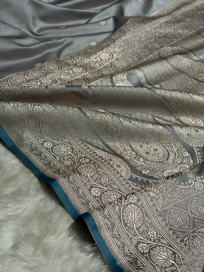 Gray Shades Booti Mashru Silk Saree MS68