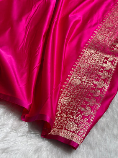 Banarasi Satin Katan Saree in Contrast Tusser / Rani Shades SK131