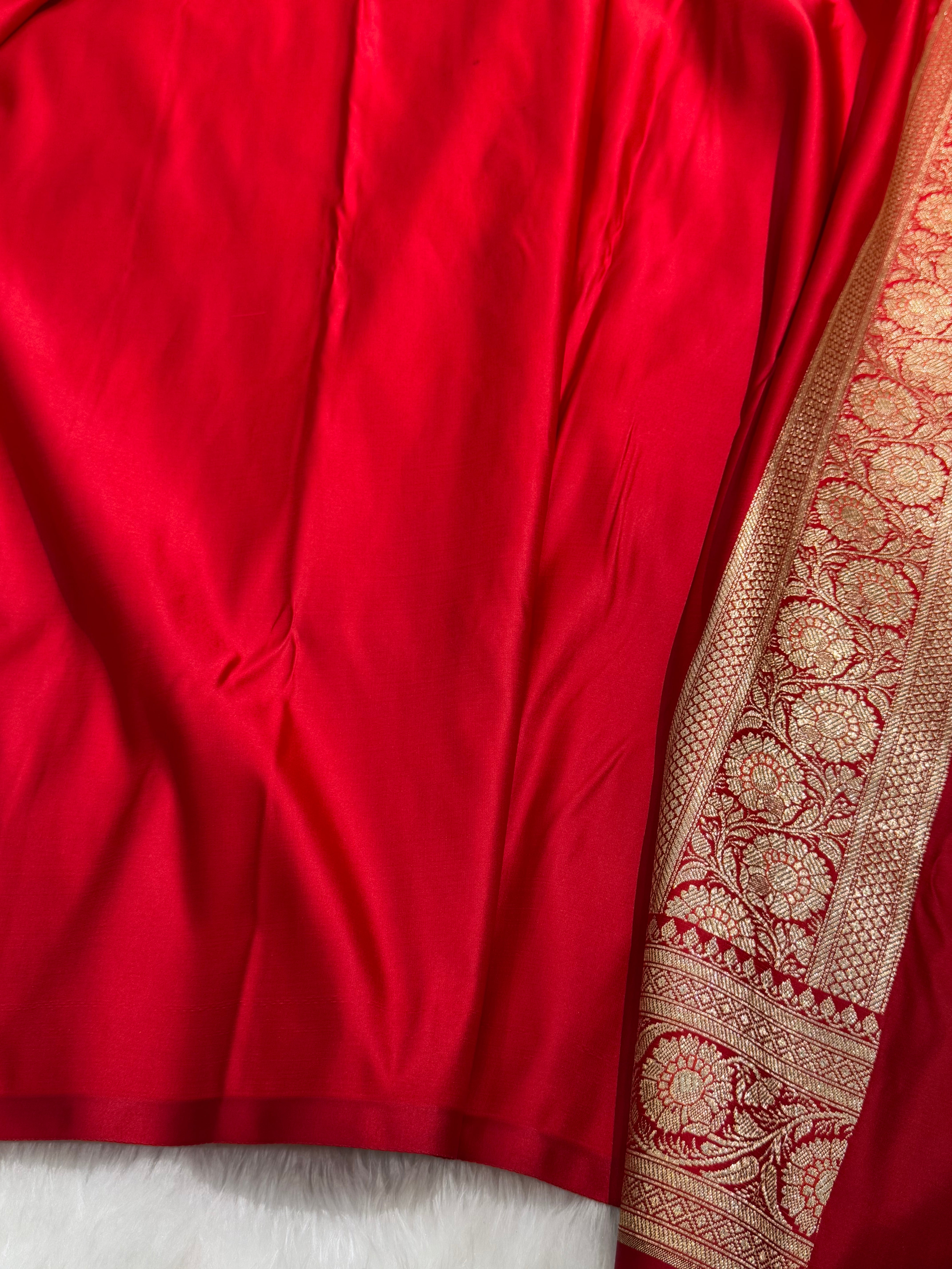 Bridal Red Banarasi Katan Silk Saree