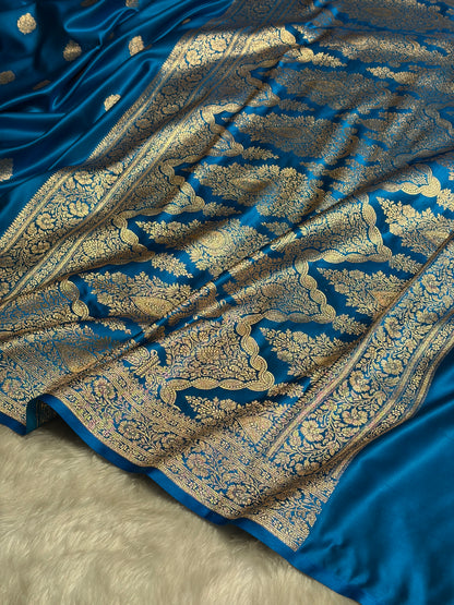 Firozi Booti Pattern Satin Katan Silk Saree SK65