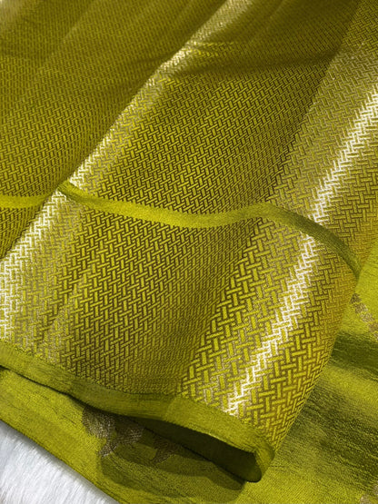 Mehendi Shades Boota Caramel Silk Saree CS-03