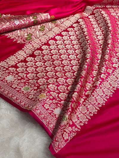 Rani Shades Banarasi Minakari Boota Skirt Pattern Floral Mashru Silk Saree MSM-116