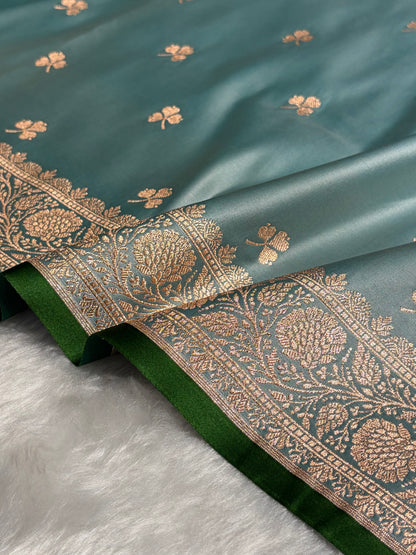 Turquoise Booti Katan Silk Saree SK09