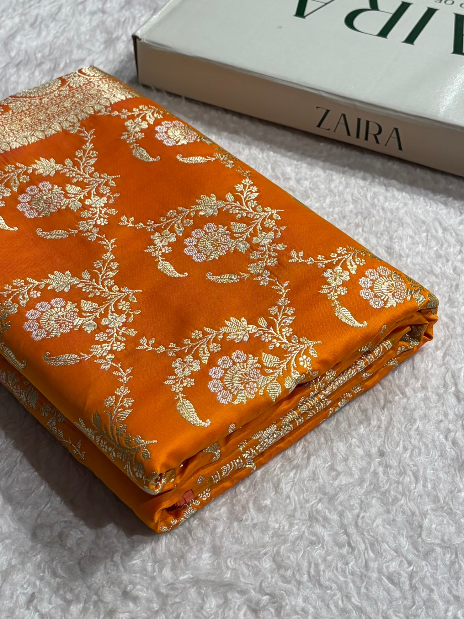 Banarasi Satin Katan Saree With Minakari Jaal Pattern in Mustard Shades SK126