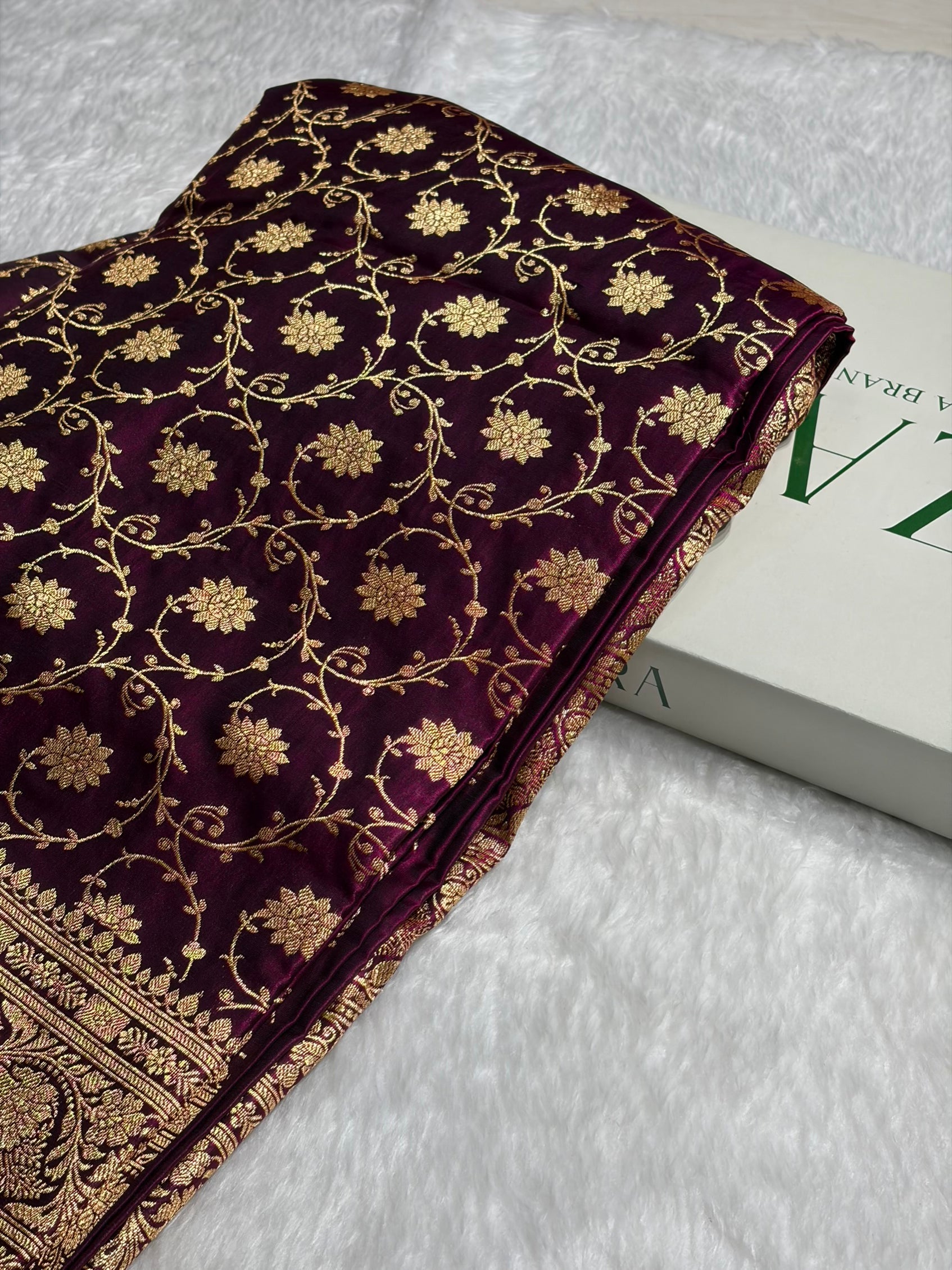 Satin Silk Jaal Pattern in Wine Shades