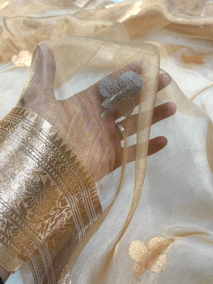 Tusser Bananasi Floral Shades Pure Tissue Silk Saree PT-49