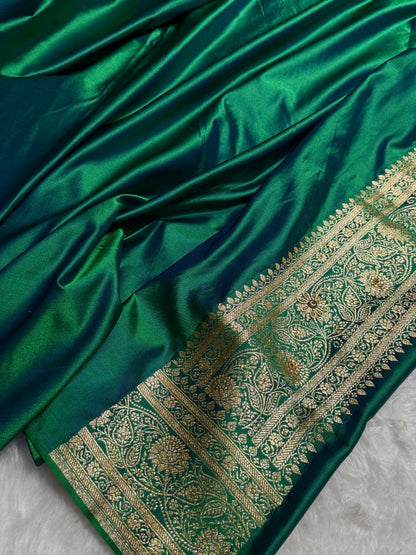 Banarasi Mehandi Booti Pattern With Swarovski Stone Work Satin Katan Silk Saree BSK55