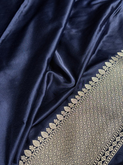 Banarasi Navy Blue Booti Mashru Silk Saree MS58