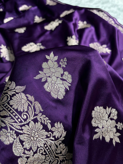 Banarasi Purple Shades Floral Mashru Silk Saree MCS90
