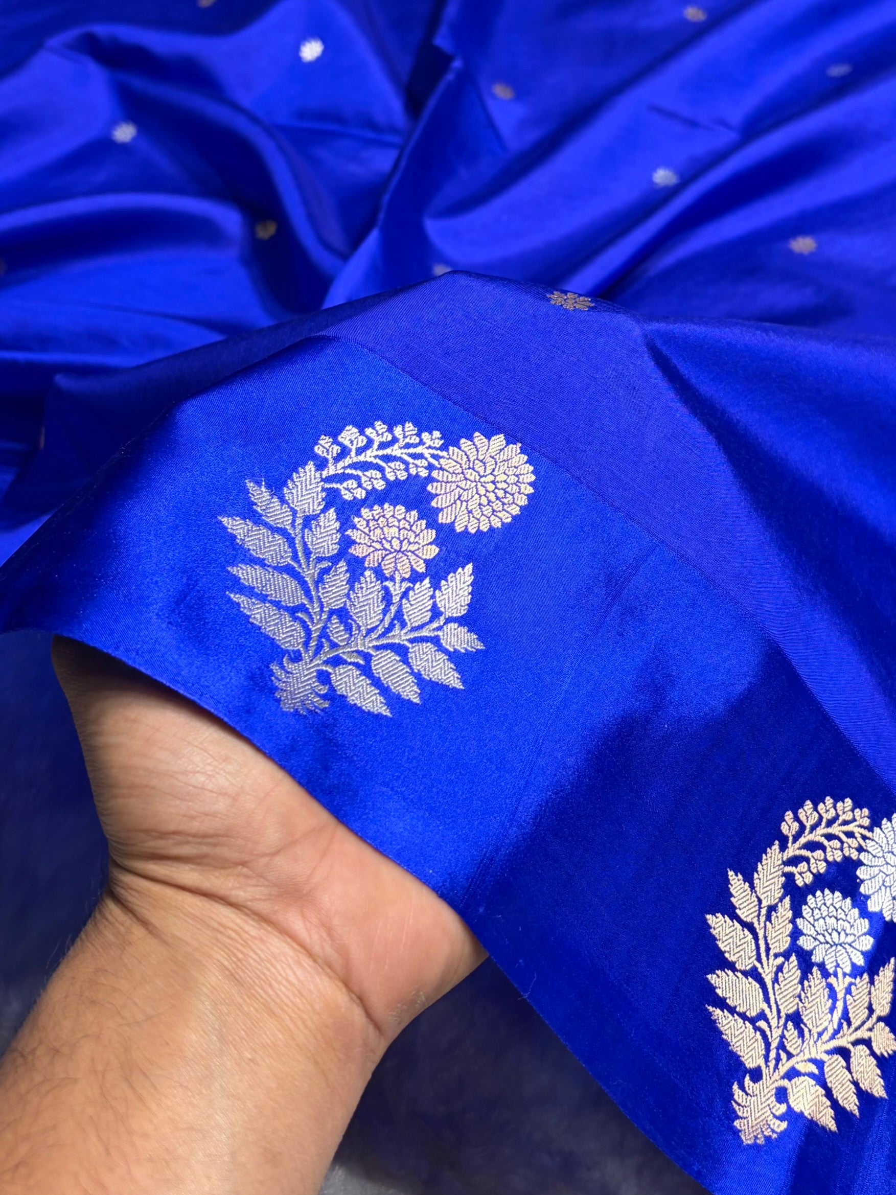 Royal Blue Shade Handwoven Kaduwa Pure Katan Paper Silk RM-05