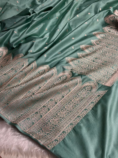 Skirt Border In Powder Blue Shades Mashru Silk Saree