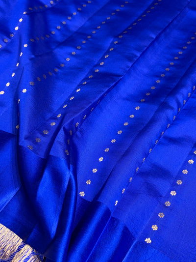 Royal Blue Shades Handwoven Pure Paper Silk RM-63